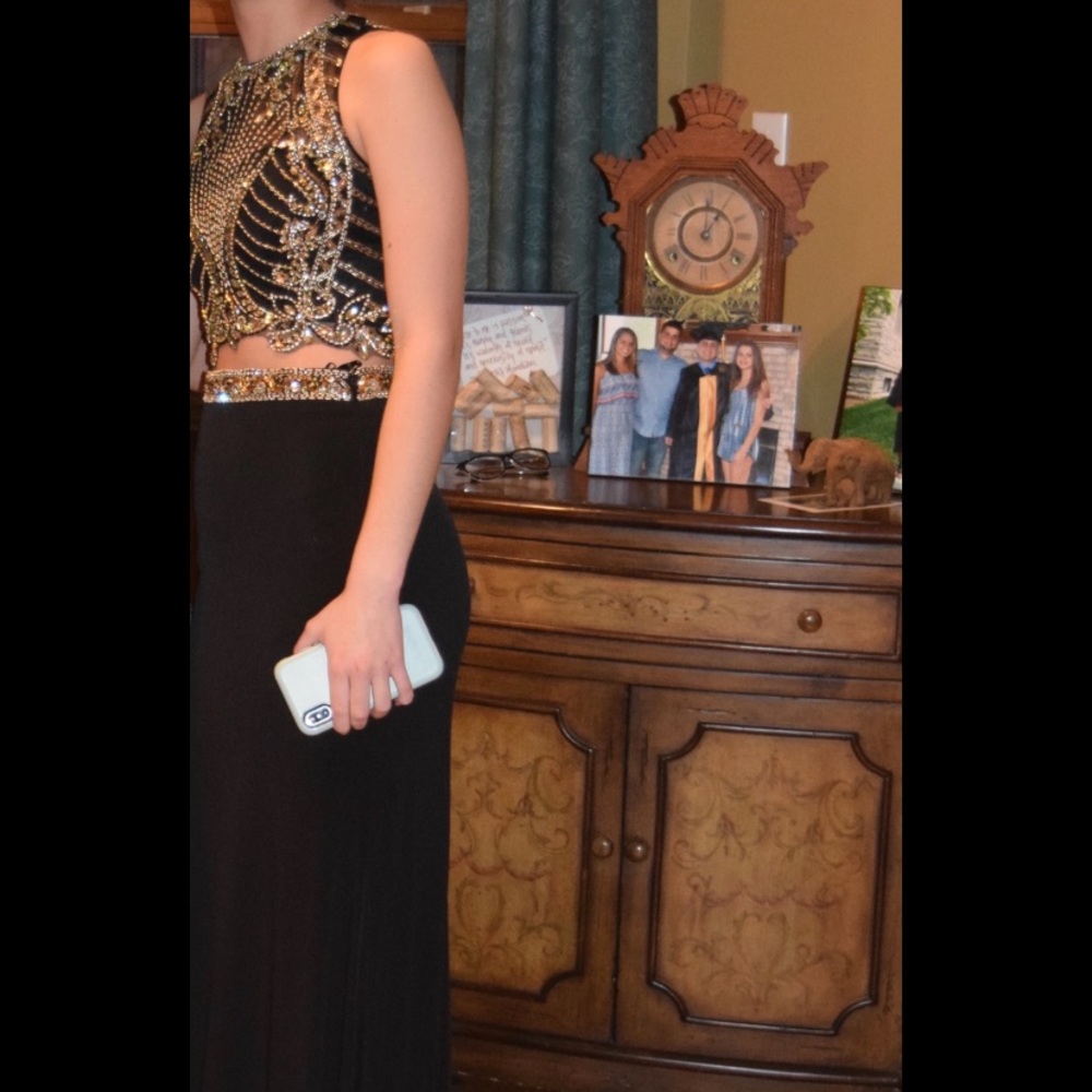 Abby Paris Black and Gold Formal Dress size 2